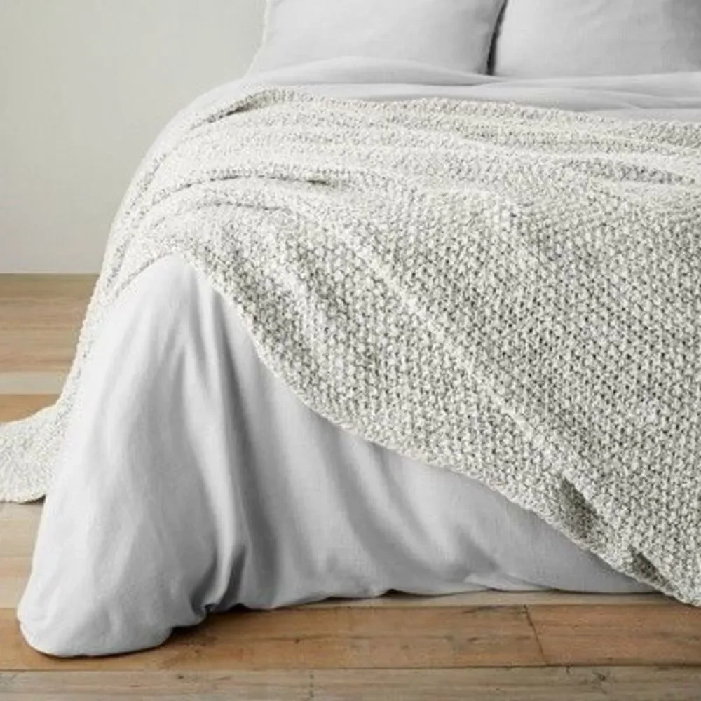 Casaluna Cream Waffle Knit Throw Blanket